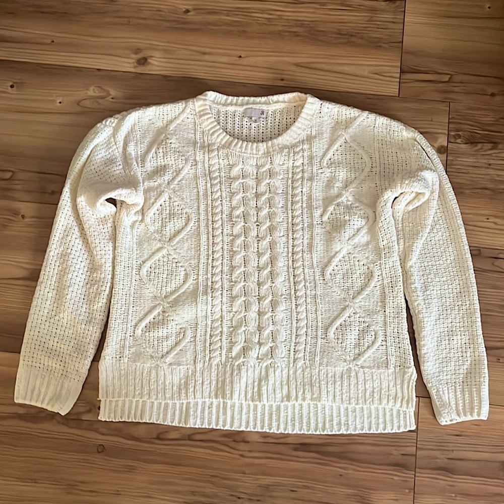 white knit sweater